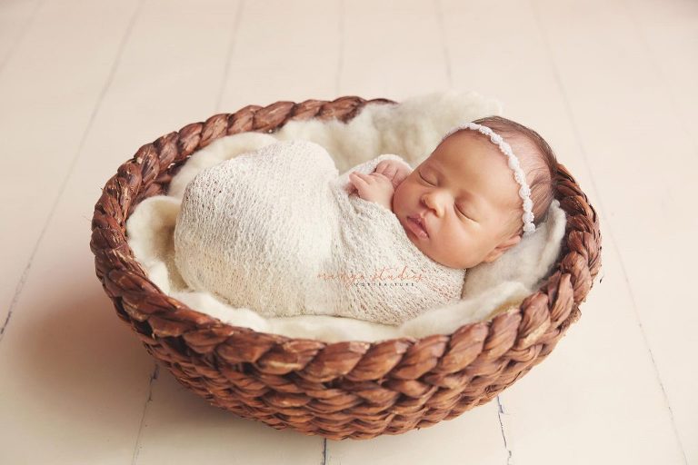 newborn posing basket