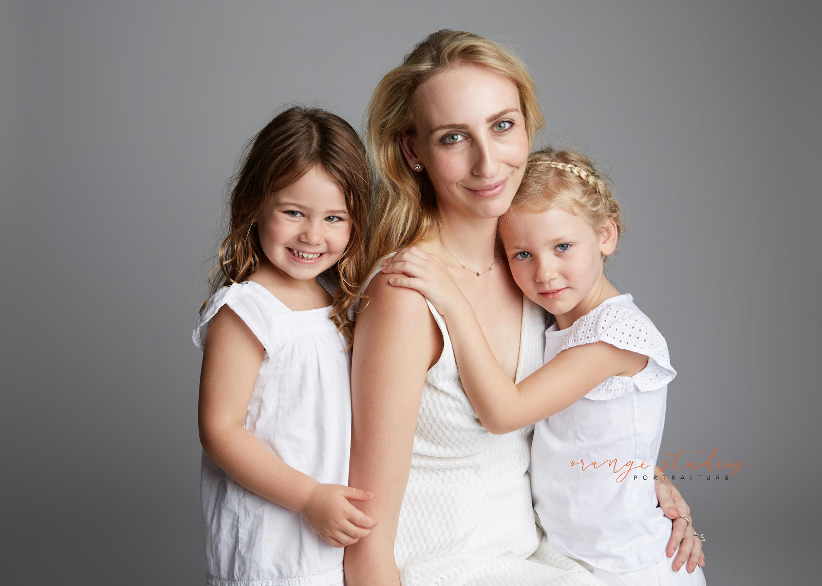 mum and daughters portraits in singapore photo studio