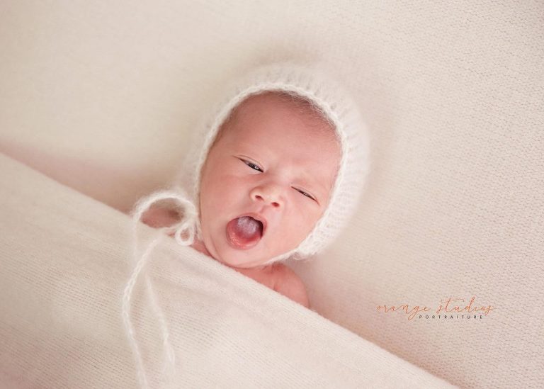 15 days old awake baby girl newborn portraits in singapore studio