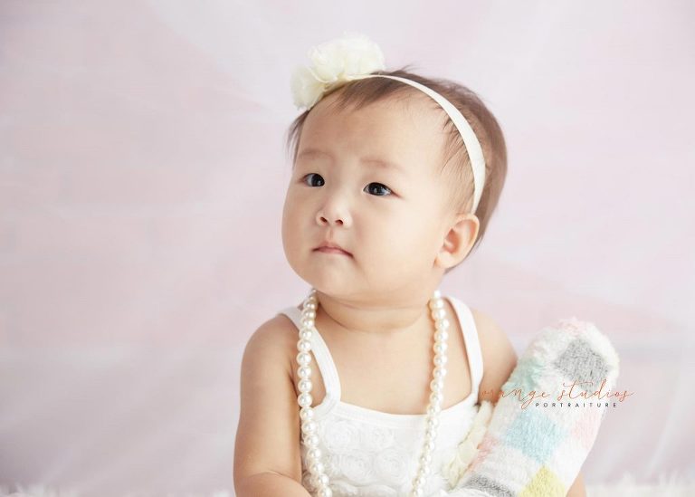 one year old baby girl portraits in singapore studio natural light
