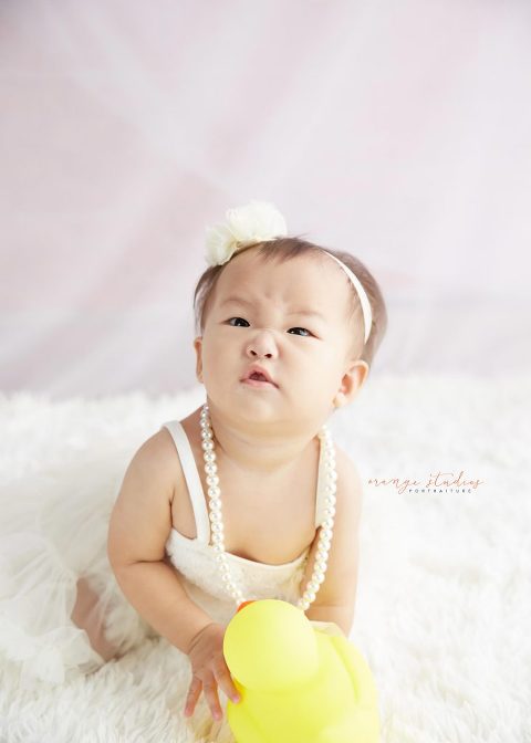 one year old baby girl portraits in singapore studio natural light