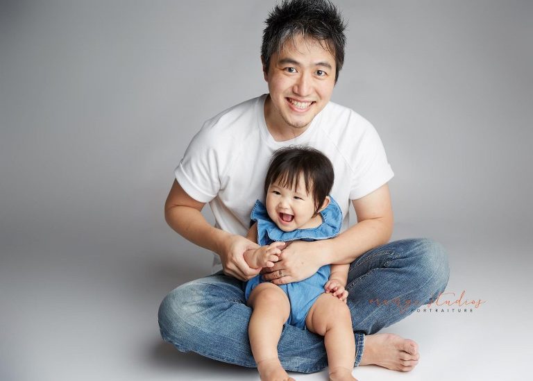 dad and baby family portraits in singapore studio