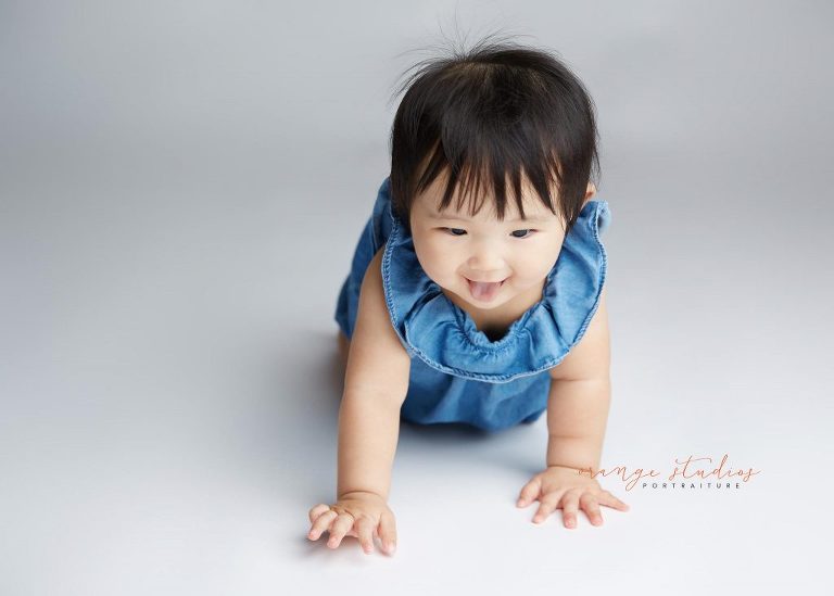 one year old baby girl portraits in singapore studio