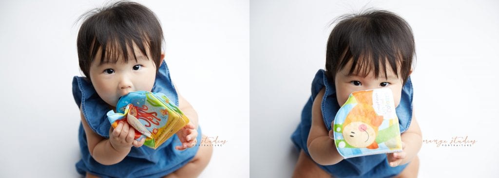 one year old baby girl portraits in singapore studio