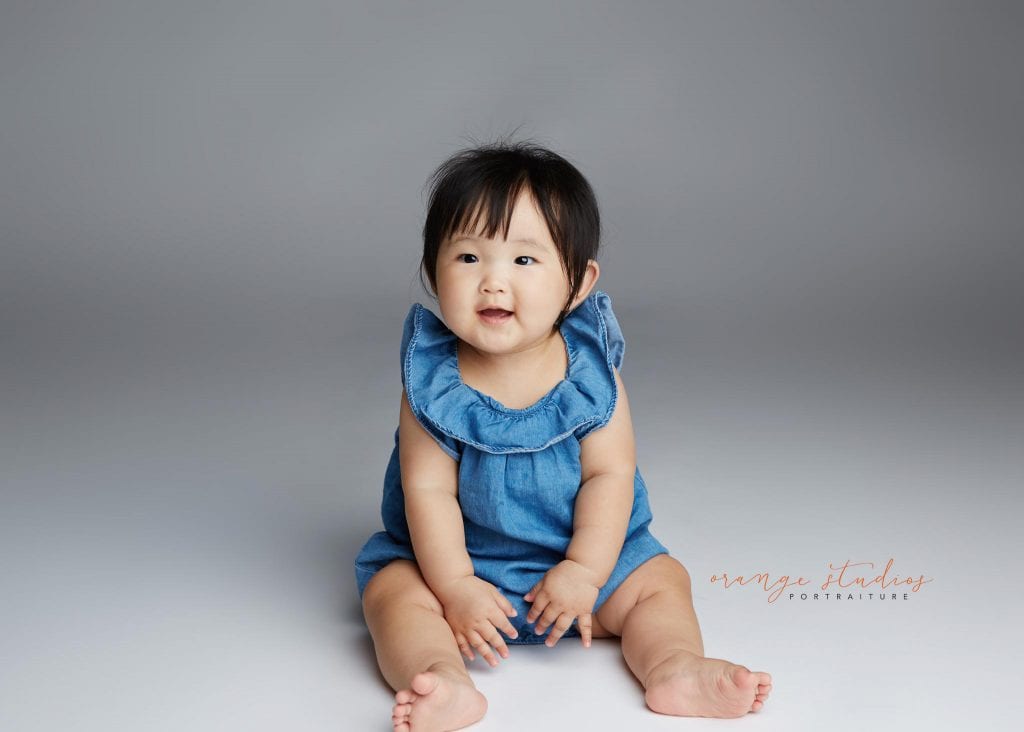 one year old baby girl portraits in singapore studio
