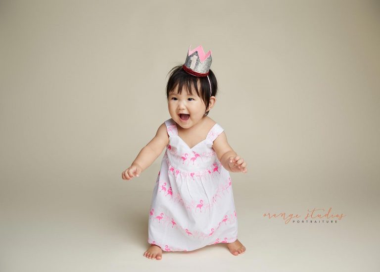 one year old baby girl portraits in singapore studio