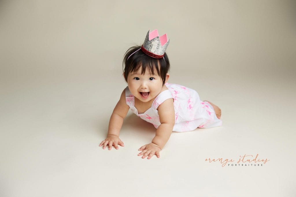 one year old baby girl portraits in singapore studio