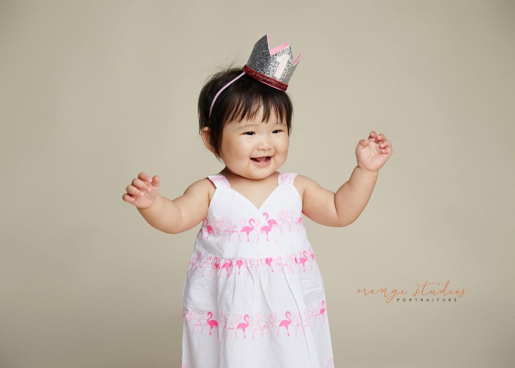 one year old baby girl portraits in singapore studio