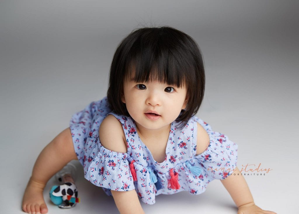 one year old baby girl portraits in singapore studio