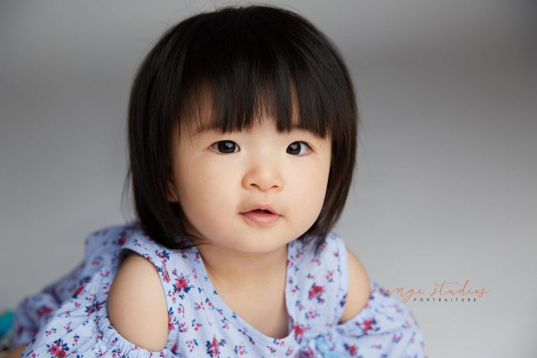 one year old baby girl portraits in singapore studio