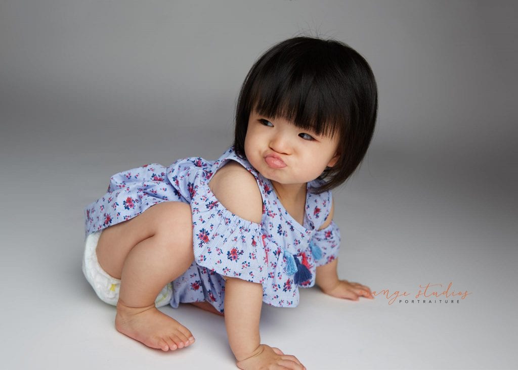 one year old baby girl portraits in singapore studio