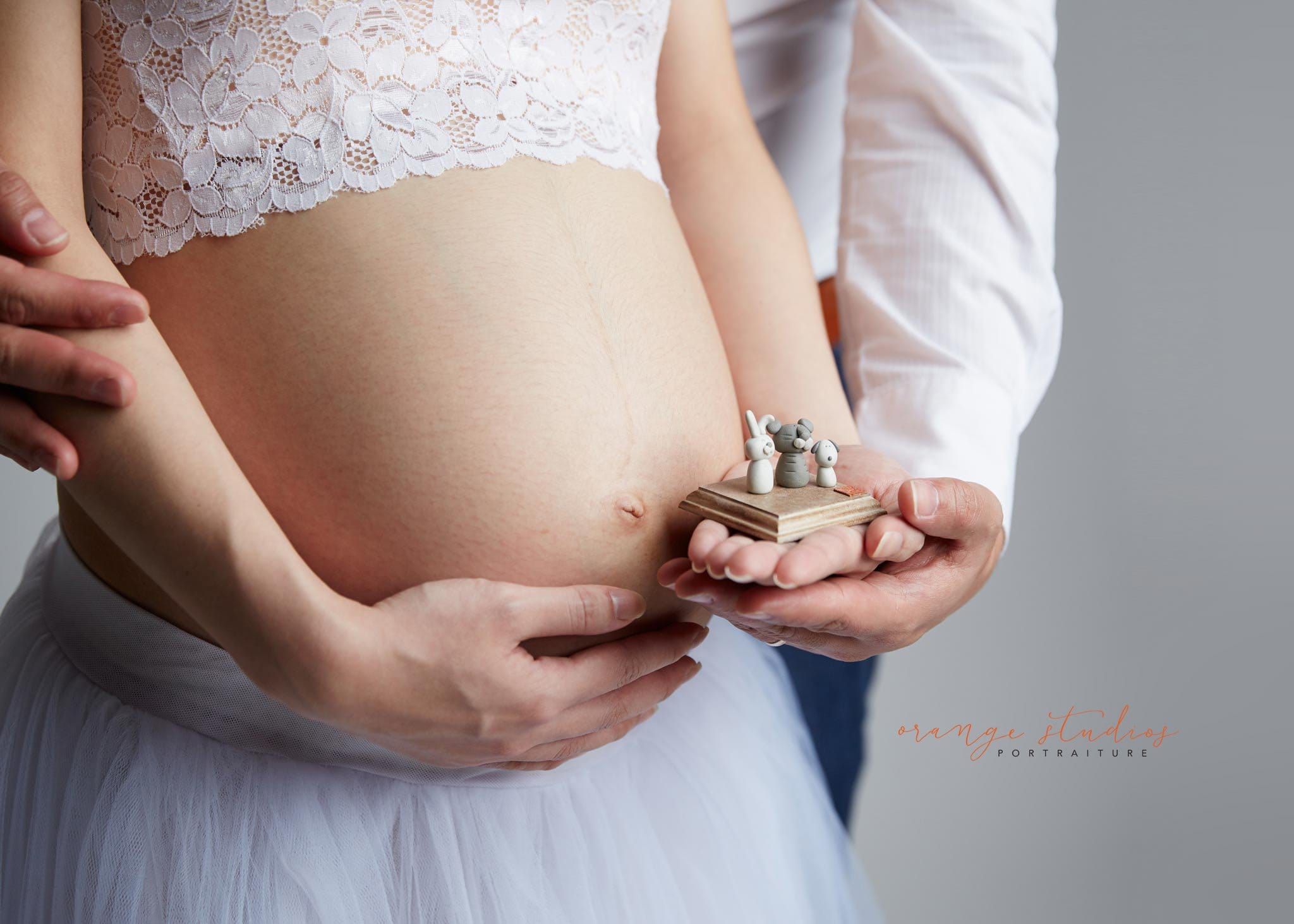 Maternity portrait with a full bump at Orange Studios Singapore