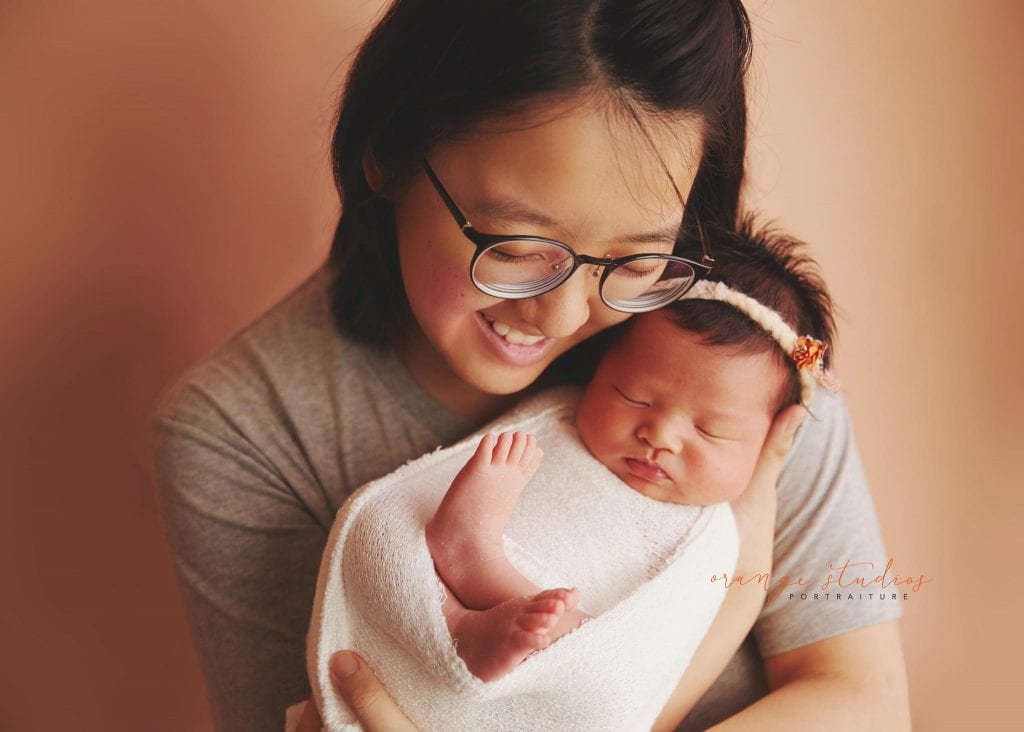 13 days old baby girl newborn portraits with mum in singapore studio
