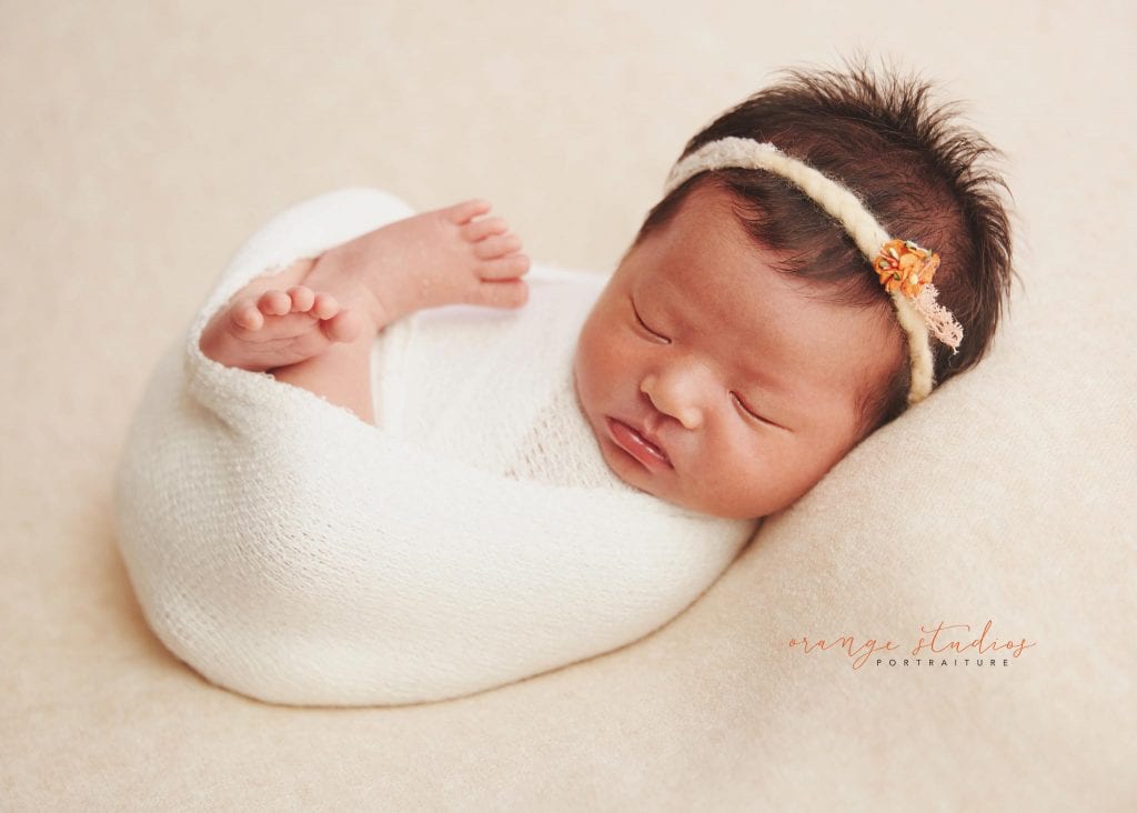 13 days old baby girl newborn portraits in singapore studio