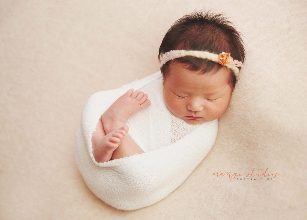 13 days old baby girl newborn portraits in singapore studio