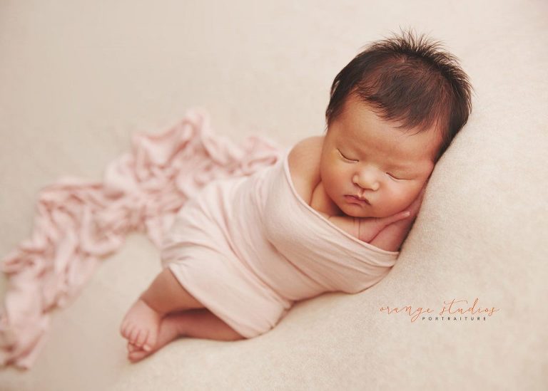 13 days old baby girl newborn portraits in singapore studio