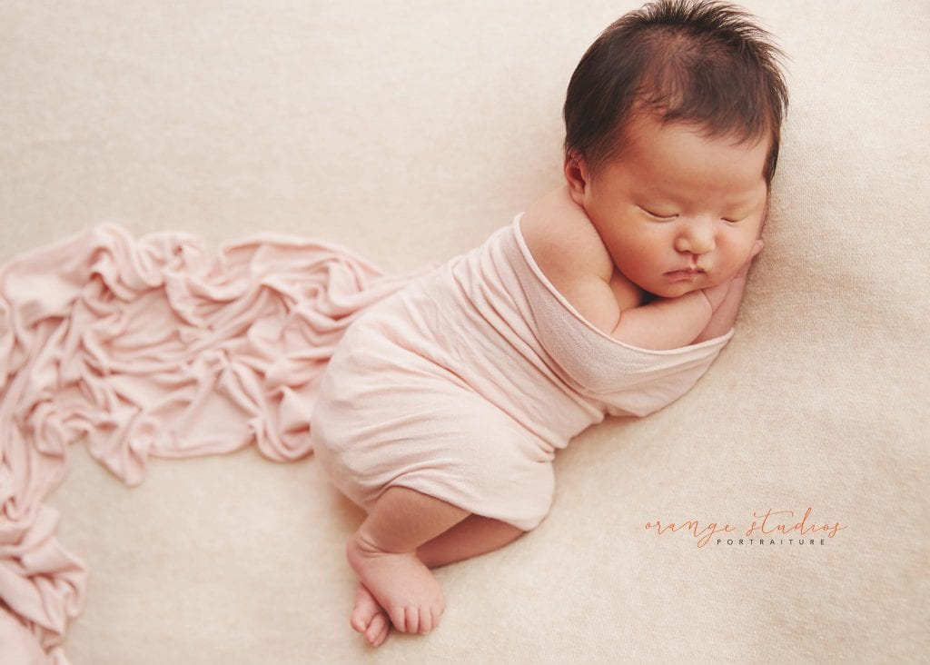 13 days old baby girl newborn portraits in singapore studio