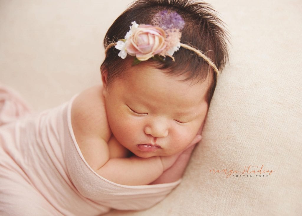 13 days old baby girl newborn portraits in singapore studio
