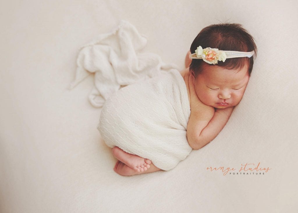 13 days old baby girl newborn portraits in singapore studio