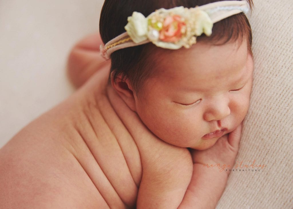 13 days old baby girl newborn portraits in singapore studio