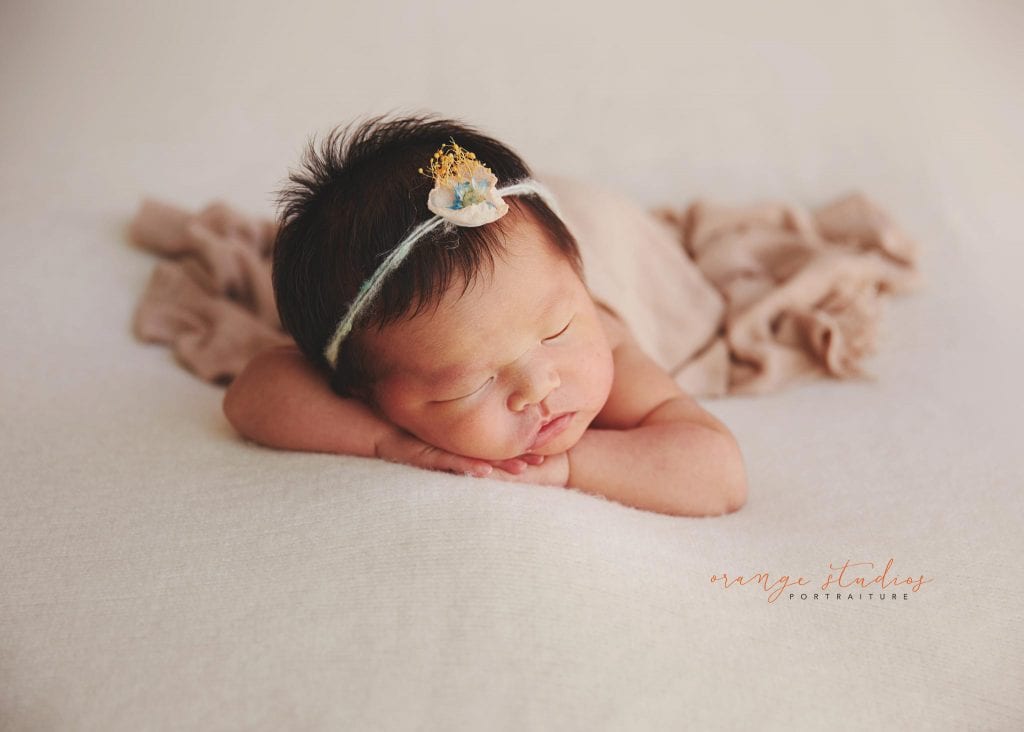 13 days old baby girl newborn portraits in singapore studio