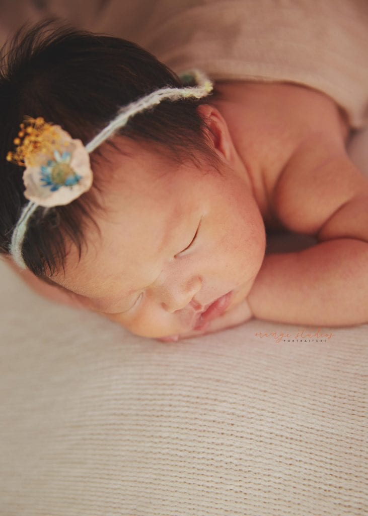 13 days old baby girl newborn portraits in singapore studio