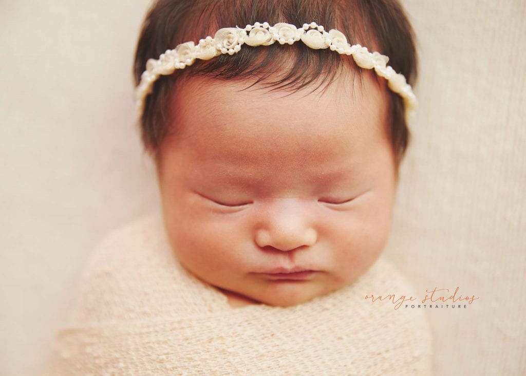 13 days old baby girl newborn portraits in singapore studio