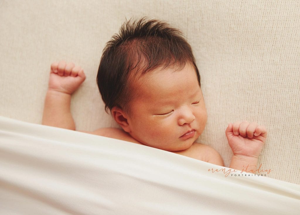 13 days old baby girl newborn portraits in singapore studio