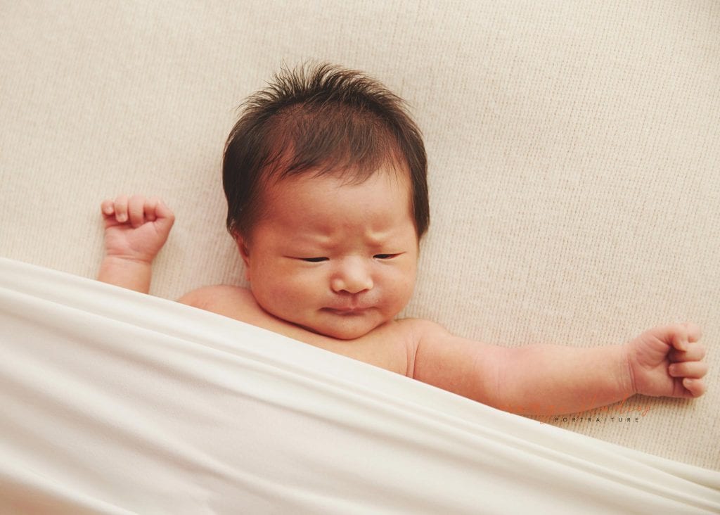 13 days old baby girl newborn portraits in singapore studio