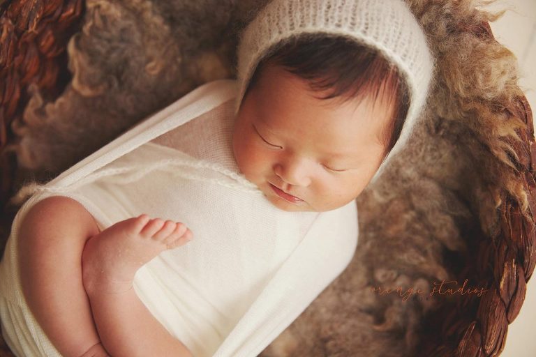 13 days old baby girl newborn portraits in singapore studio