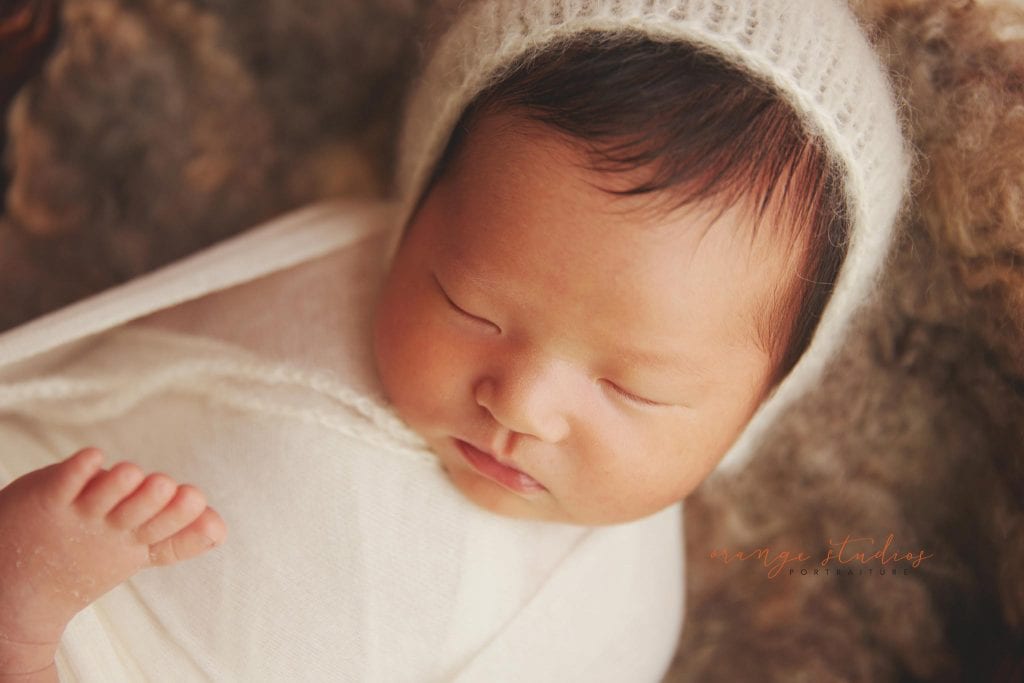 13 days old baby girl newborn portraits in singapore studio