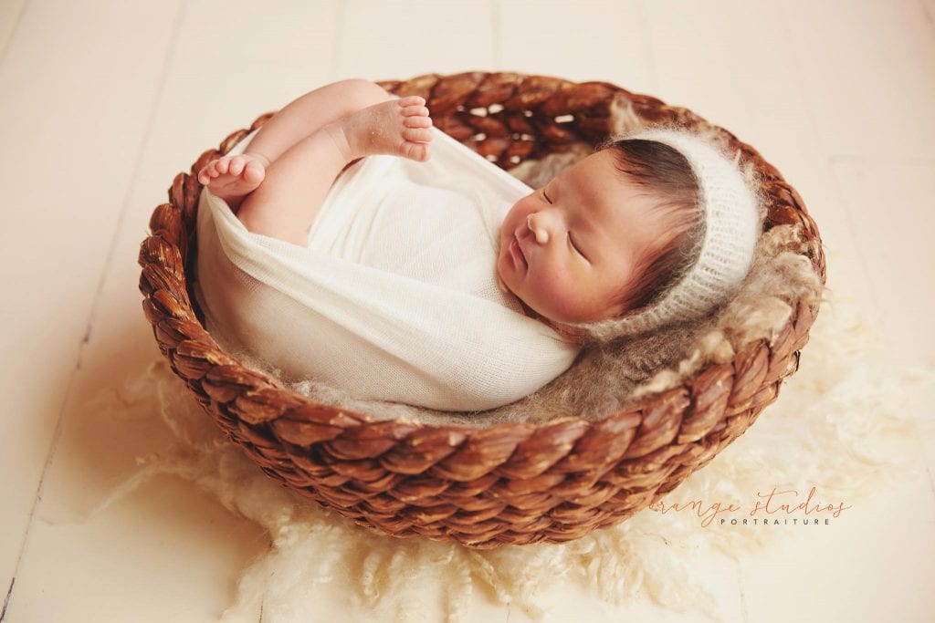 13 days old baby girl newborn portraits in singapore studio