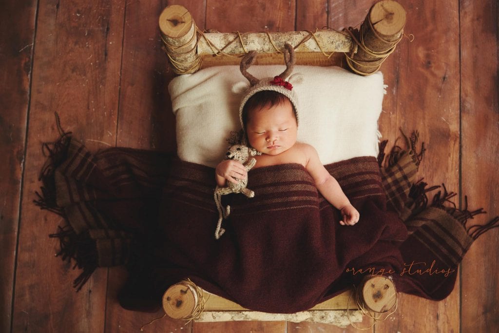 13 days old baby girl newborn christmas portraits in singapore studio