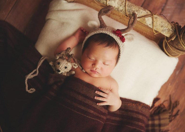 13 days old baby girl newborn christmas portraits in singapore studio