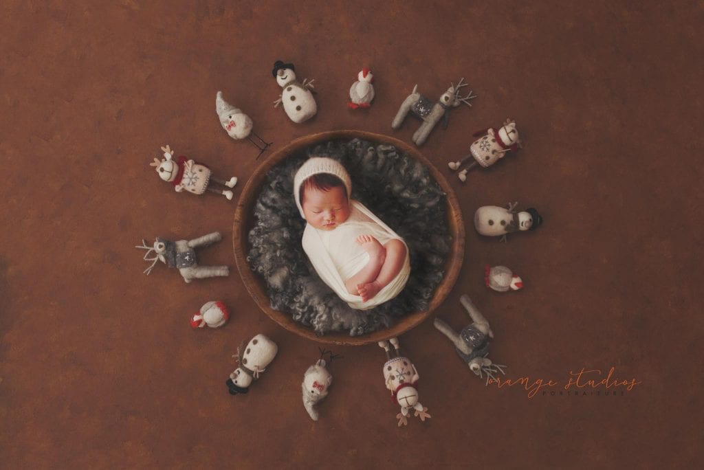 13 days old baby girl newborn christmas portraits in singapore studio