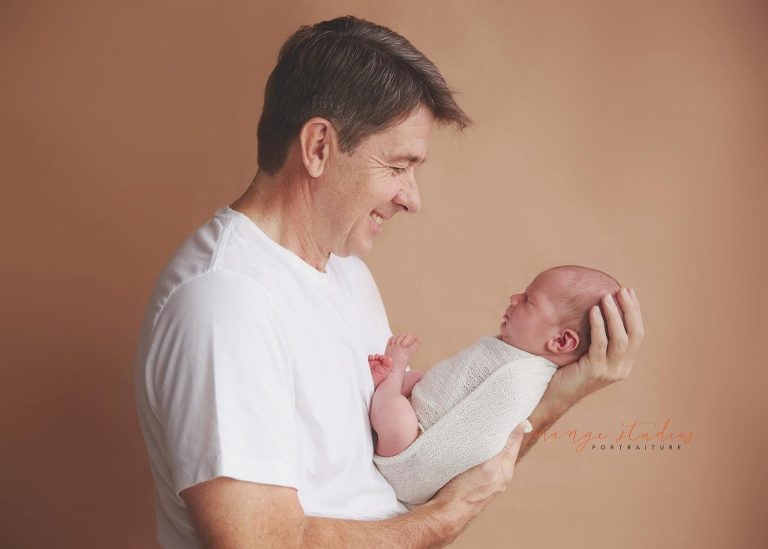 11 days old baby boy newborn portraits with dad in singapore studio