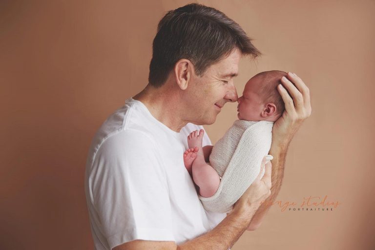 11 days old baby boy newborn portraits with dad in singapore studio