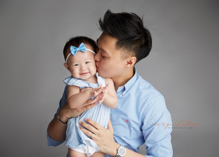 dad and baby family portraits in singapore studio