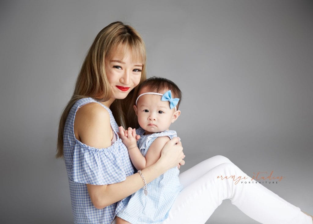 mum and baby family portraits in singapore studio