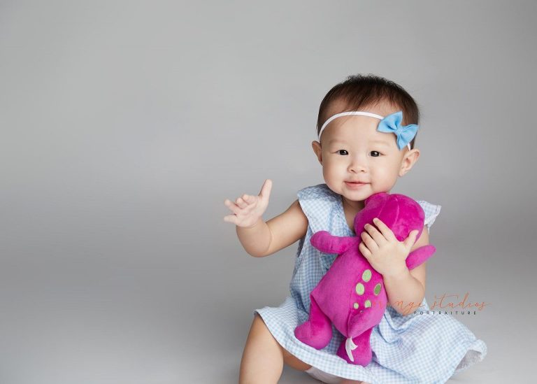 one year old baby girl portraits in singapore studio