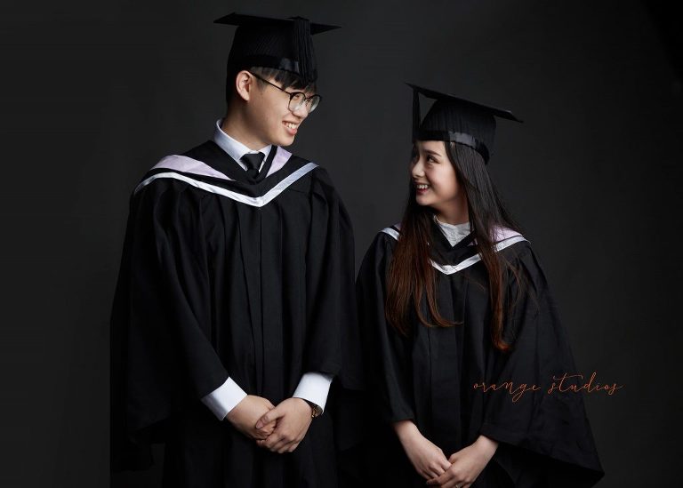 natural and fun graduation couple portraits in singapore studio