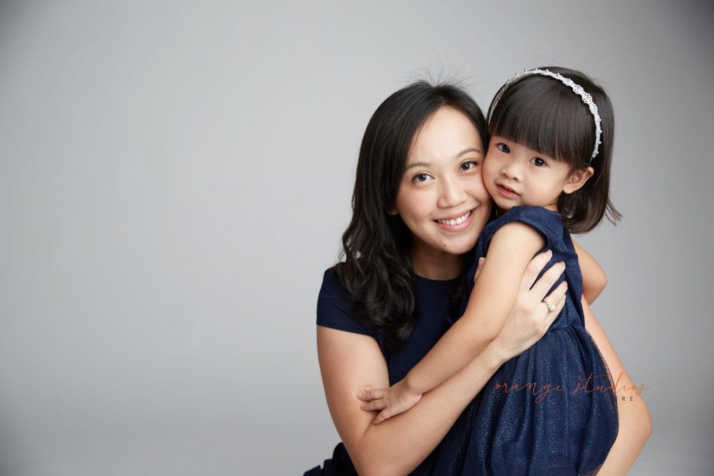 family mum and girl portraits in singapore studio