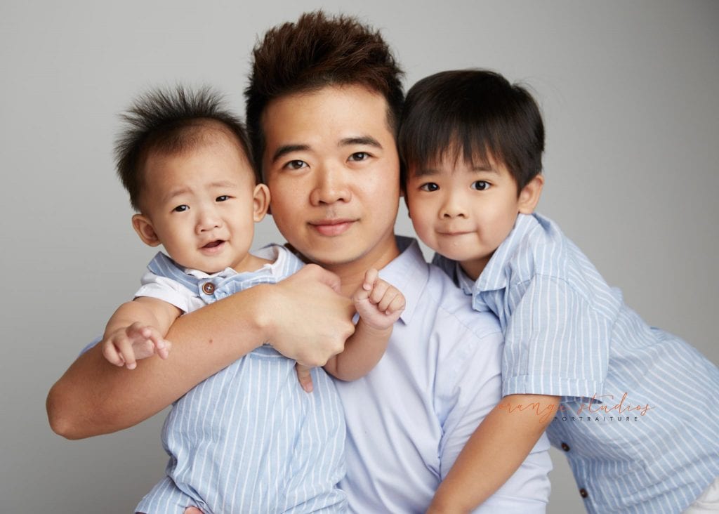 family dad and boys portraits in singapore studio