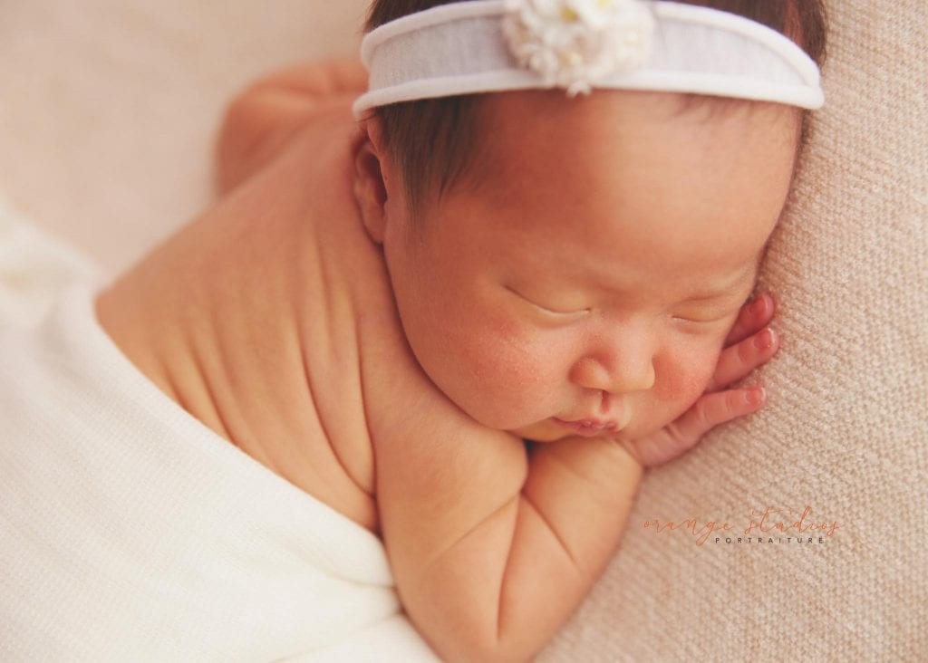 7 days old baby girl newborn portraits in singapore studio