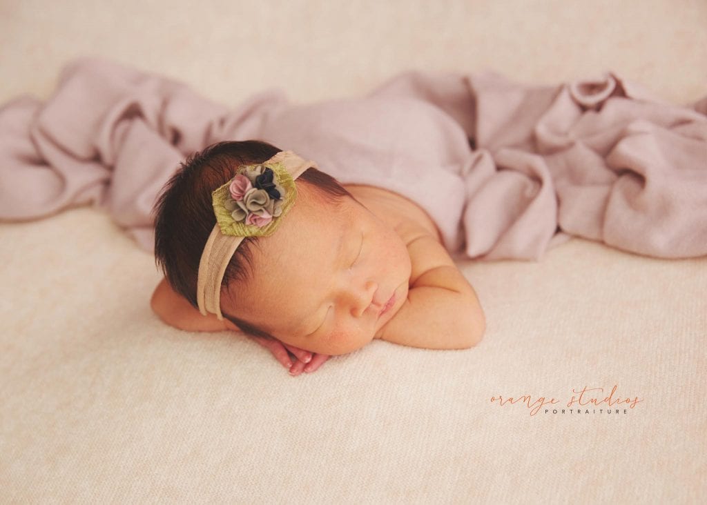 7 days old baby girl newborn portraits in singapore studio