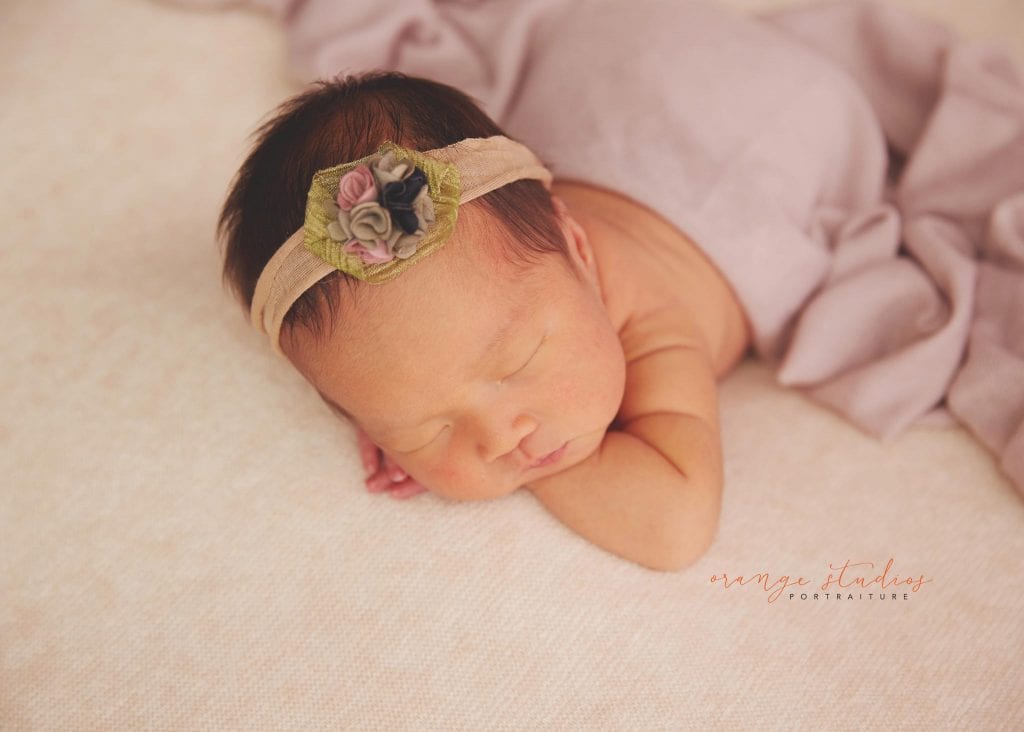 7 days old baby girl newborn portraits in singapore studio
