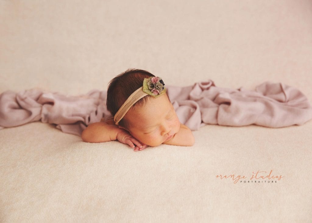 7 days old baby girl newborn portraits in singapore studio