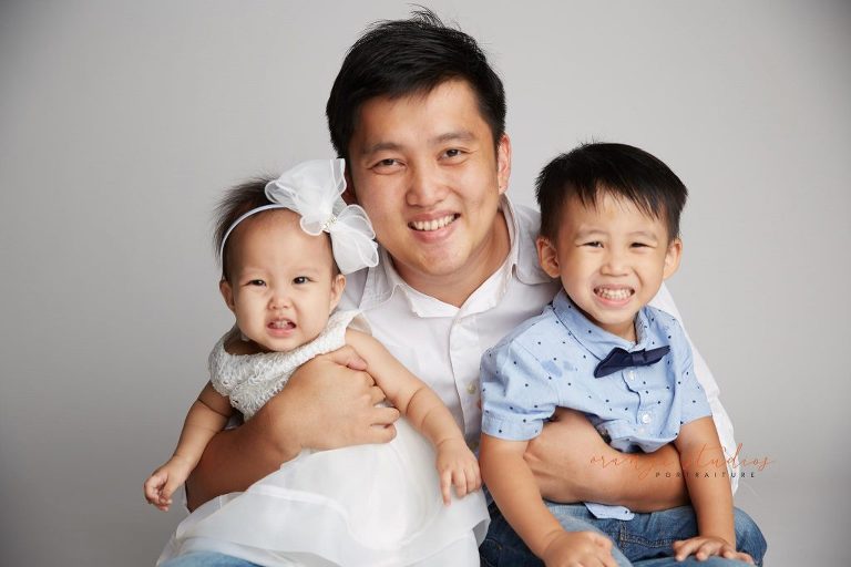 family dad and kids portraits in singapore studio