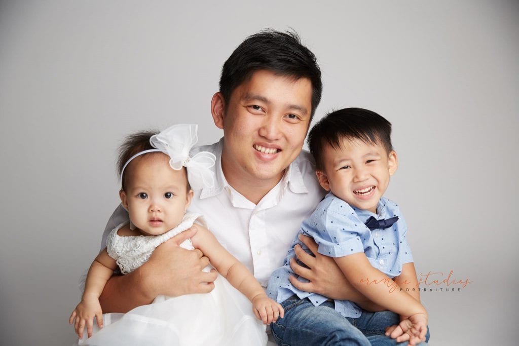 family dad and kids portraits in singapore studio