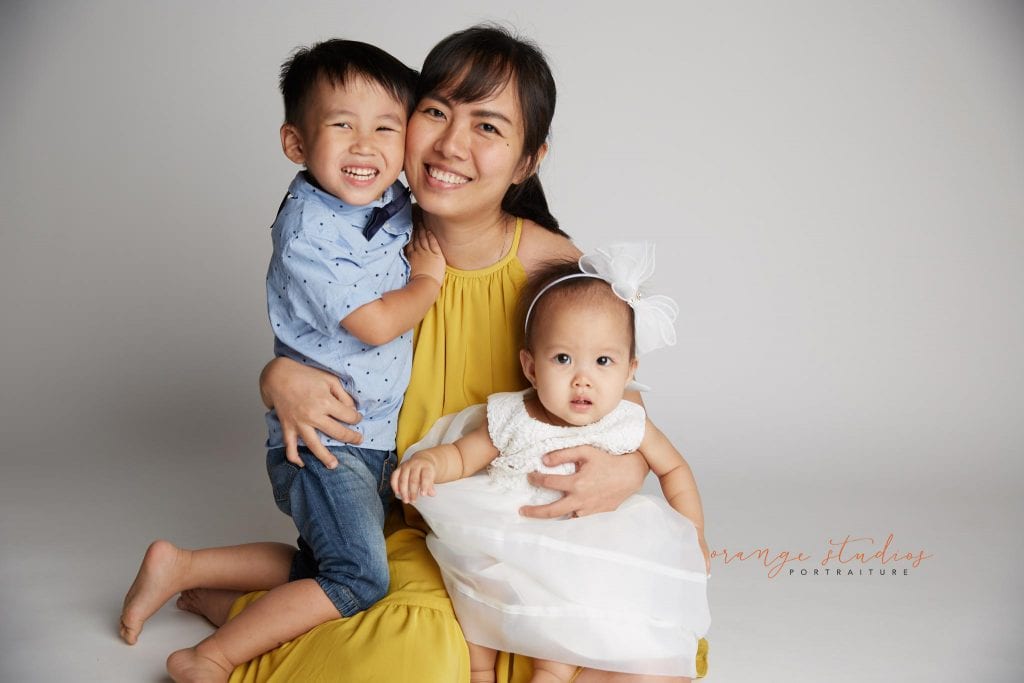 family mum and kids portraits in singapore studio